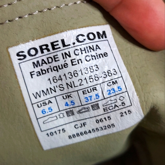 SOREL Major Carly Olive Green Suede Canvas Lace Up Combat Boots Women's Size 6.5 - Picture 6 of 16